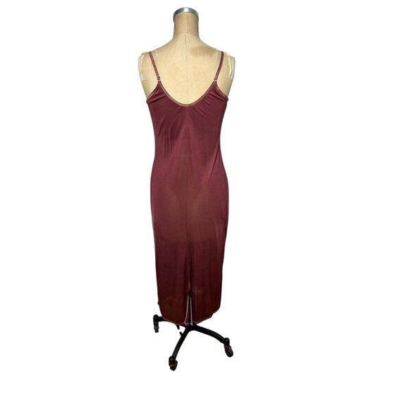 1980s silk slip or dress in a deep rose color by Wintersilks Size L - Picture 3 of 9